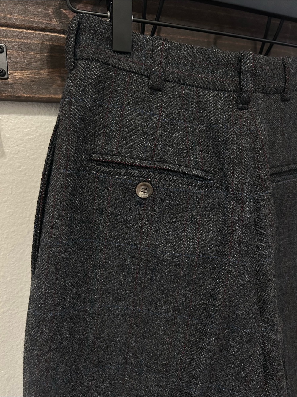 Vintage Ralph Lauren High Rise Ankle Wool Trousers USA Charcoal Gray 80s 90s - Picture 9 of 10